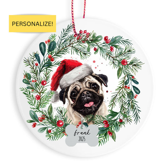 Personalized Pug Christmas Ornament