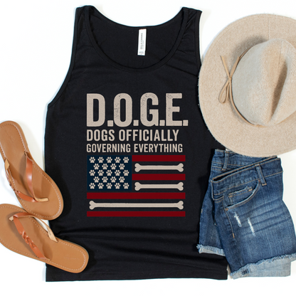 DOGE Funny Patriotic Dog Shirt Dogs Officially Governing Everything Tee for Pet Lovers and 4th of July Fans