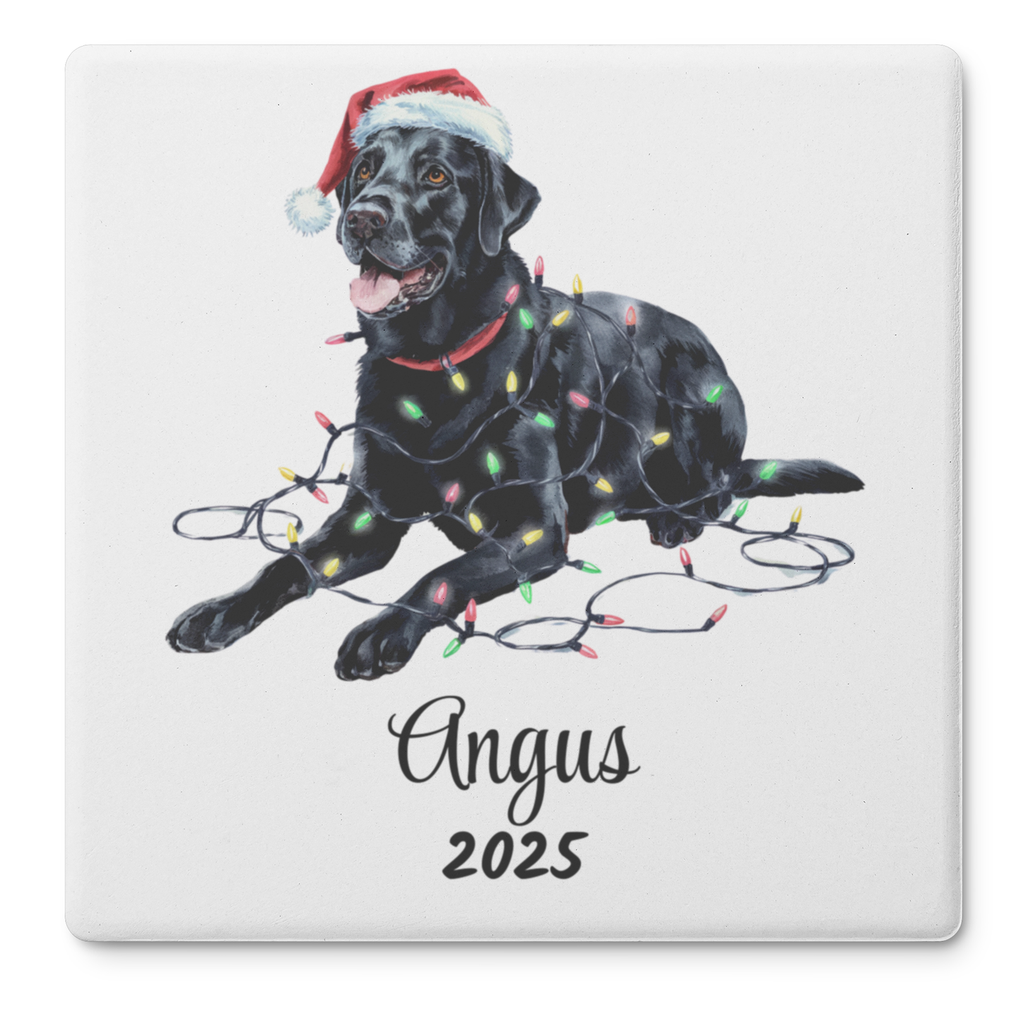 Black Lab Dog Coasters, Absorbent Stone Coaster Set, Christmas Gift for Dog Lovers, Personalized Table Protection, Cork Back