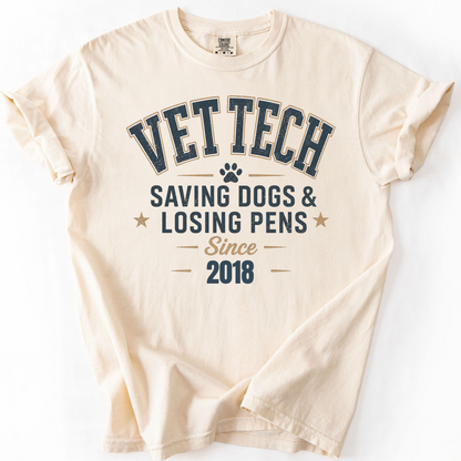 Funny Vet Tech Shirt Veterinary Technician Gift Vet Tech Tee Saving Dogs Losing Pens