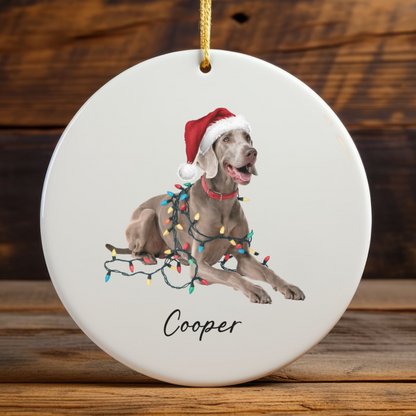 Weimaraner Ornament, Personalized Christmas Dog Gift