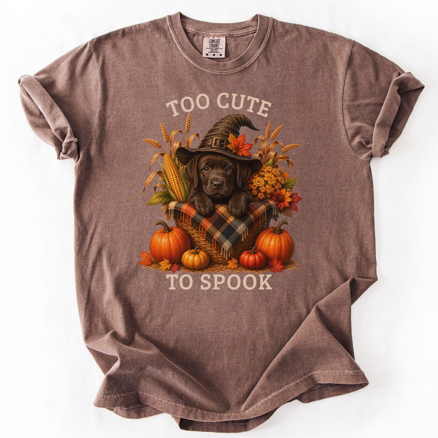 Chocolate Lab Halloween Shirt, Too Cute To Spook Fall Dog Lover Tee
