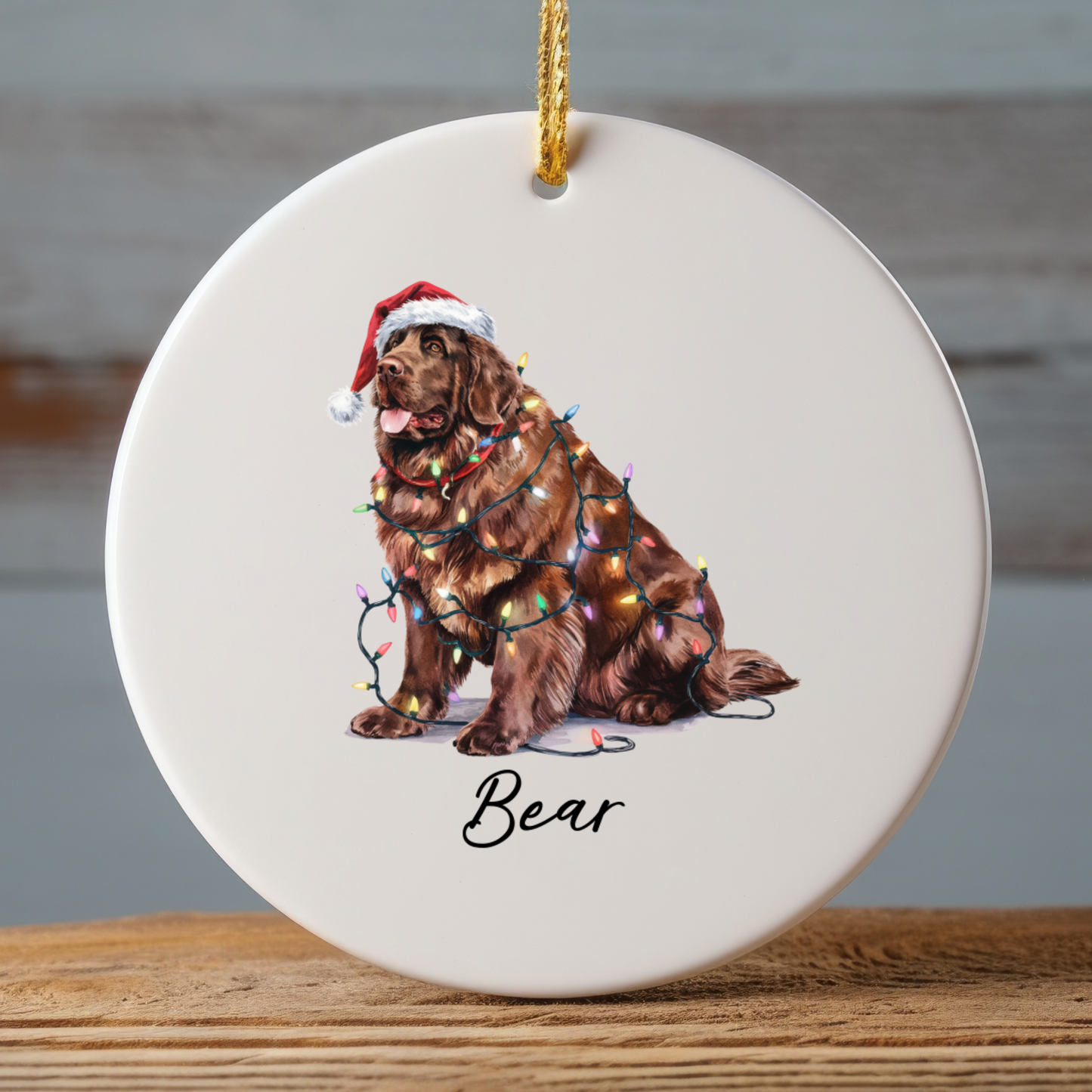 Brown Newfoundland Ornament, Custom Dog Keepsake
