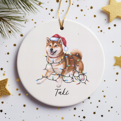 Personalized Red Shiba Inu Ornament, Custom Pet Lover Gift