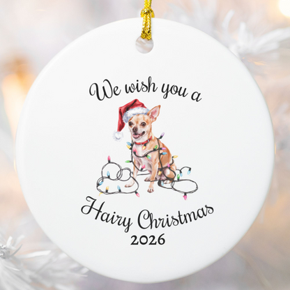 Christmas Tan Chihuahua Ornament, Christmas Lights Dog Keepsake