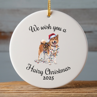 Load image into Gallery viewer, Christmas Akita Ornament, Christmas Lights Dog Keepsake
