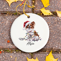 Load image into Gallery viewer, Papillon Personalized Ornament, Custom Dog Keepsake
