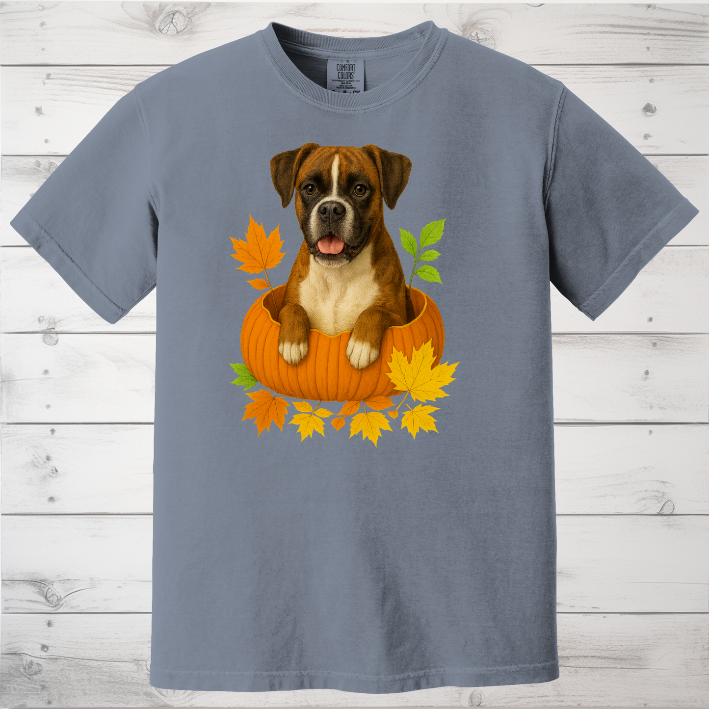 Boxer Dog Pumpkin Shirt, Fall Dog Lover Tee on Comfort Colors 1717