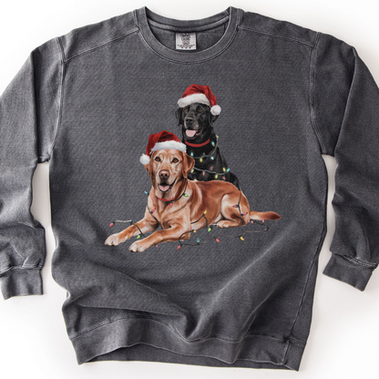 Black and Fox Red Labs Christmas Lights Sweatshirt