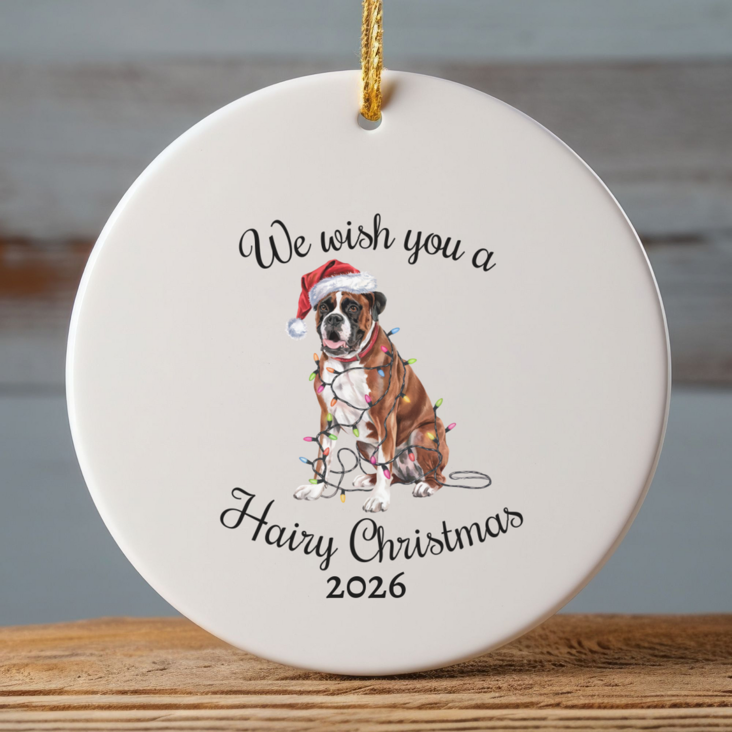 Christmas Boxer Ornament, Boxer Mom, Christmas Lights Dog Keepsake, Christmas Dog, Gift For Dog Lover, Boxer
