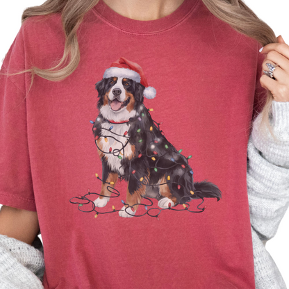 Bernese Mountain Dog Christmas Lights Shirt, Cozy Holiday Tee for Berner Lovers