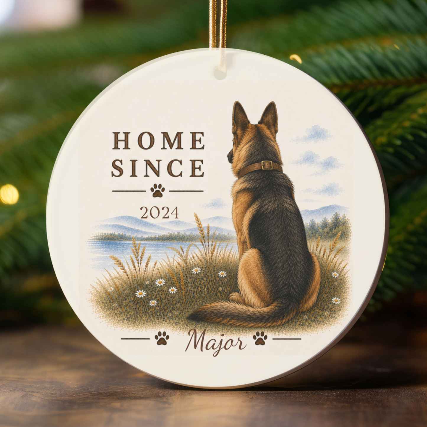 Personalized German Shepherd Ornament, Double Sided Gotcha Day Gift, Custom Dog Keepsake