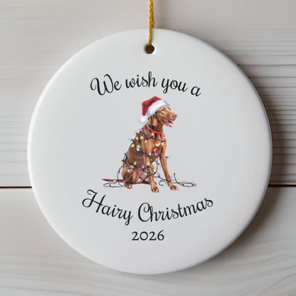 Christmas Vizsla Ornament, Christmas Lights Dog Keepsake