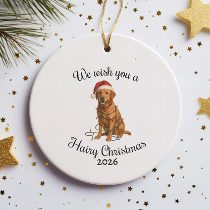 Fox Red Labrador Retriever We Wish You a Hairy Christmas Ornament