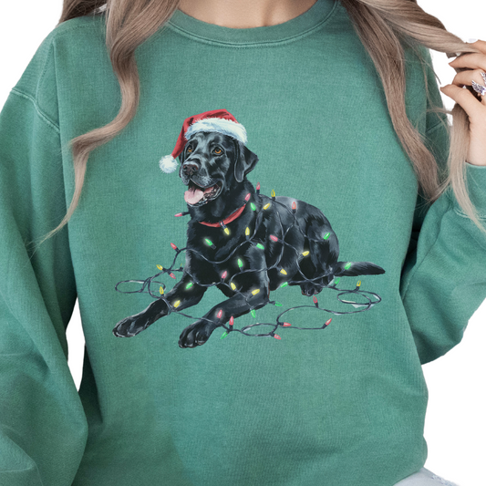 Black Lab Christmas Lights Sweatshirt