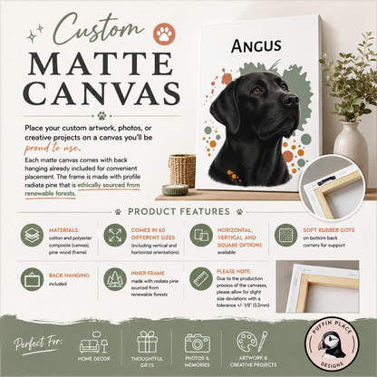Personalized Black Labrador Canvas, Black Lab Wall Art with Custom Name