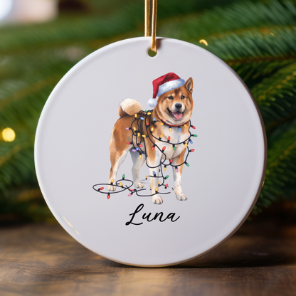 Personalized Akita Christmas Lights Ornament