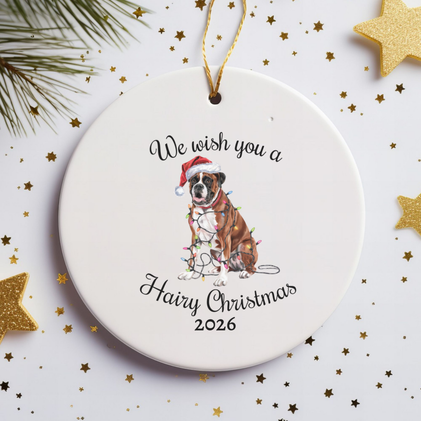 Christmas Boxer Ornament, Boxer Mom, Christmas Lights Dog Keepsake, Christmas Dog, Gift For Dog Lover, Boxer