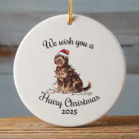 Load image into Gallery viewer, Christmas Portuguese Water Dog Ornament, Christmas Lights Dog Keepsake
