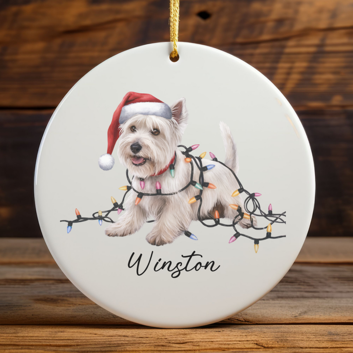 West Highland Terrier Ornament, Personalized Dog Christmas Gift