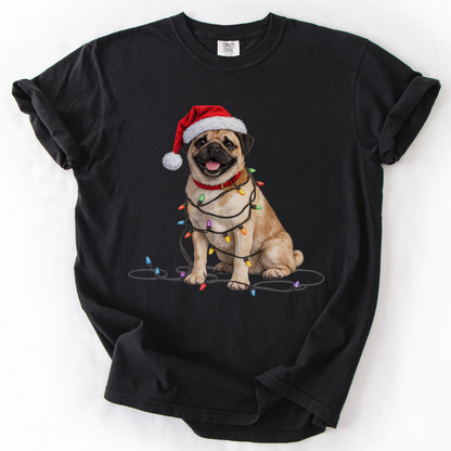 Christmas Fawn Pug Shirt, Christmas Dog Tee, Christmas Lights Dog Tee, Pug Mom Tshirt, Gift for Dog Lover, Pug