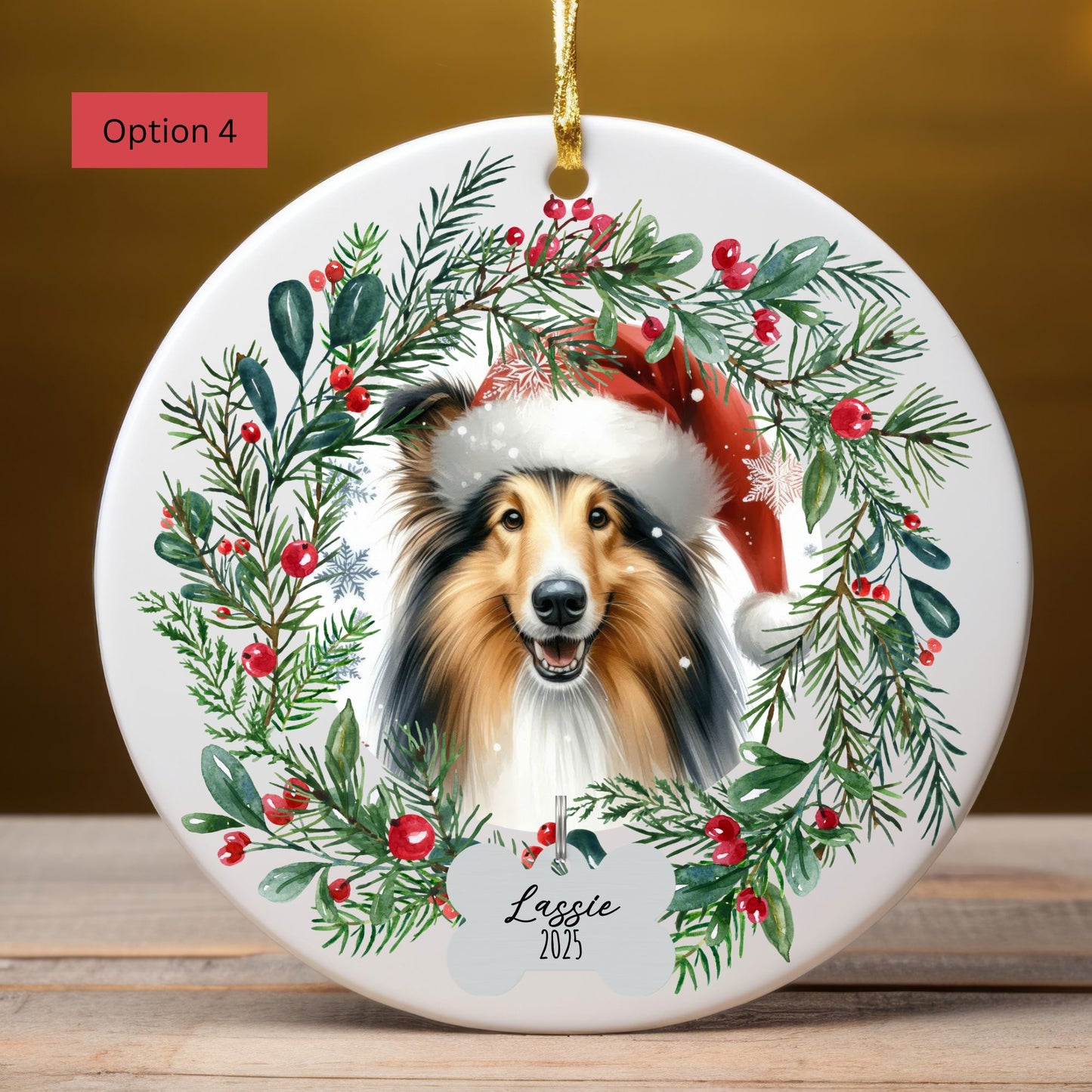 Personalized Collie Christmas Ornament