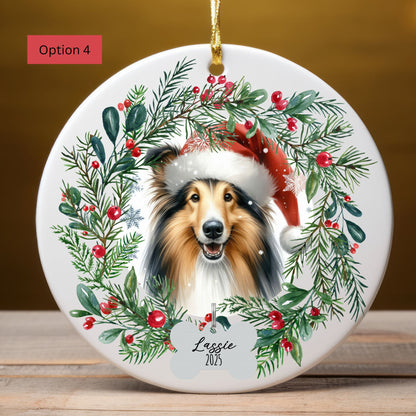 Personalized Collie Christmas Ornament