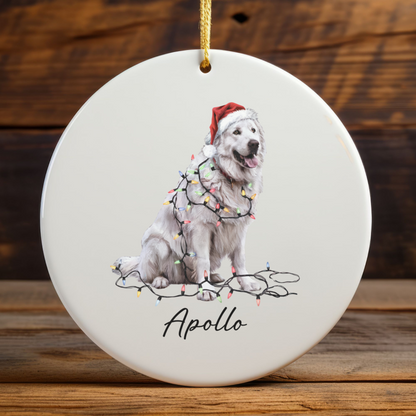 Personalized Pyrenees Ornament, Ceramic Dog Lover Christmas Tree Decor
