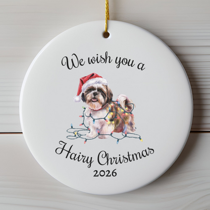 Christmas Shih Tzu Ornament, Christmas Lights Dog Keepsake
