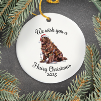 Load image into Gallery viewer, Christmas Brown Newfoundland Ornament, Christmas Lights Dog Keepsake

