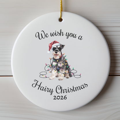 Christmas Schnauzer Ornament, Christmas Lights Dog Keepsake