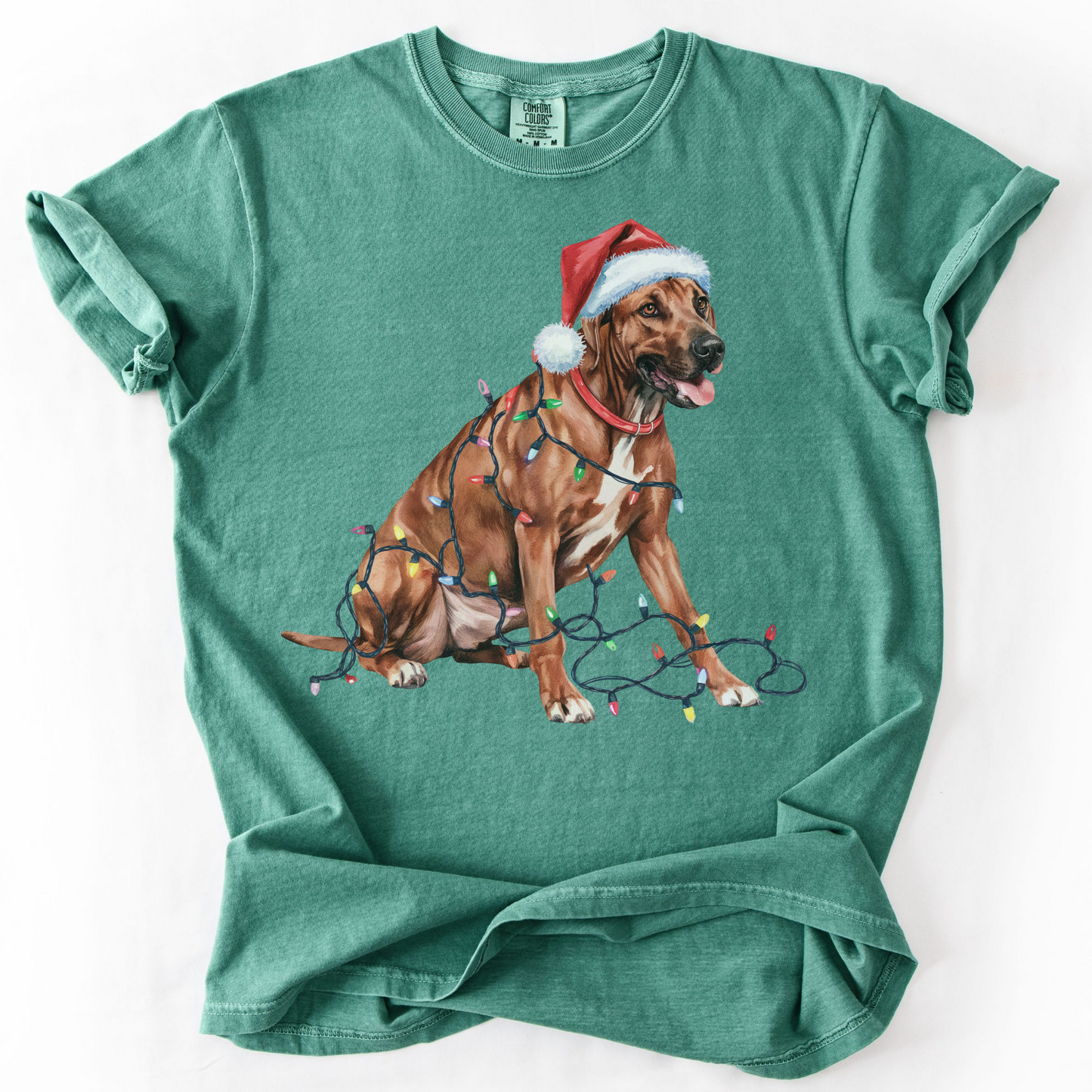 Rhodesian Ridgeback Christmas Lights Shirt, Festive Holiday Tee for Ridgeback Fans