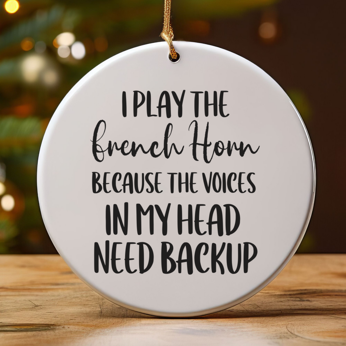 French Horn Ornament, Ceramic Musician Gift