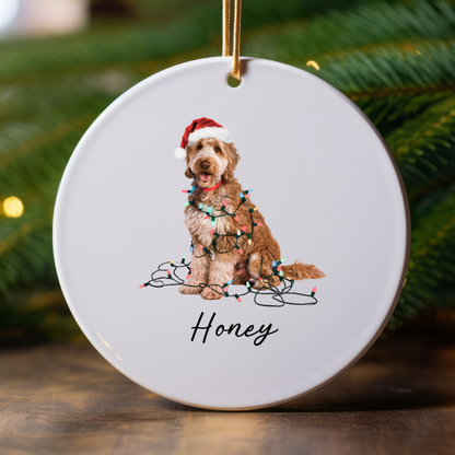 Personalized Goldendoodle Ceramic Ornament, Dog Lover Holiday Keepsake, Festive Xmas Tree Decoration