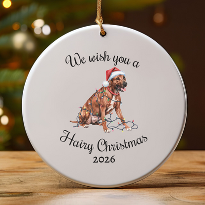 Christmas Rhodesian Ridgeback Ornament, Christmas Lights Dog Keepsake