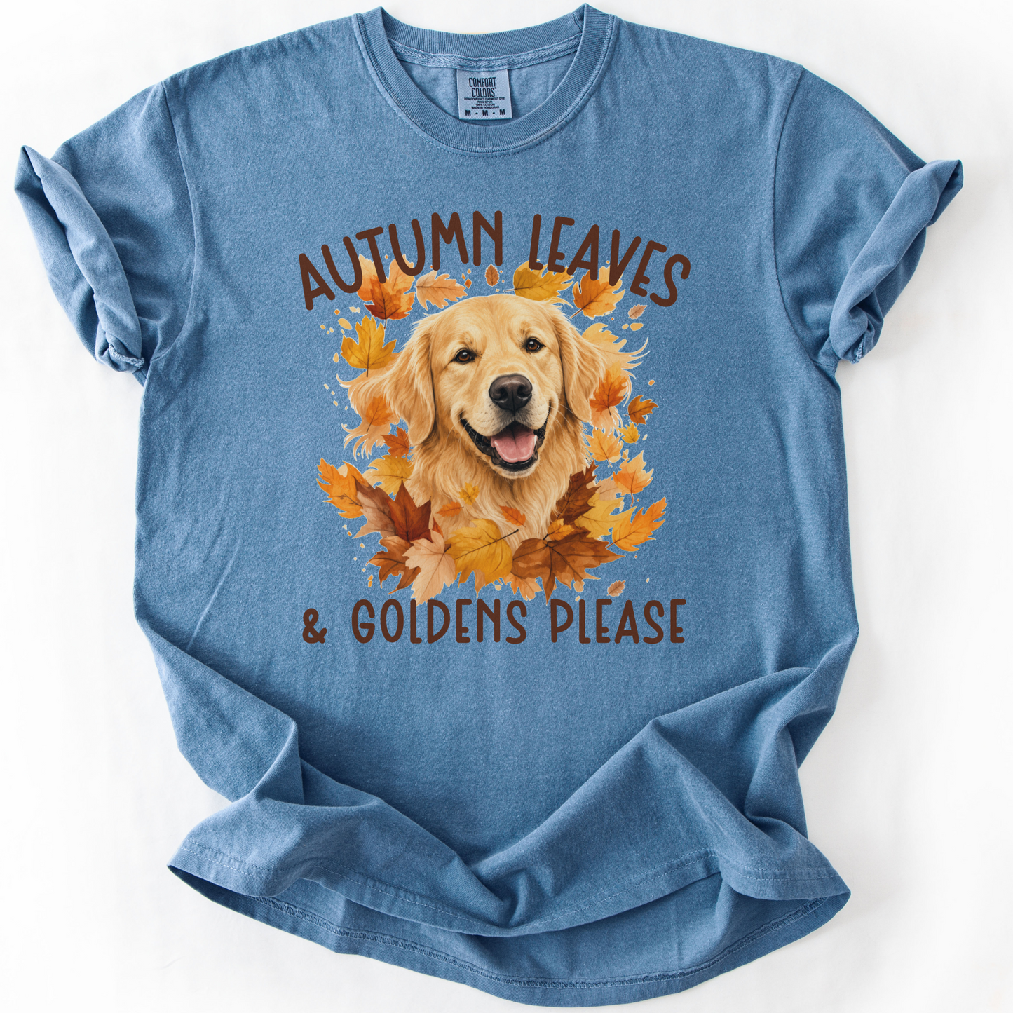 Golden Retriever Mom Fall Shirt, Autumn Leaves & Goldens Please