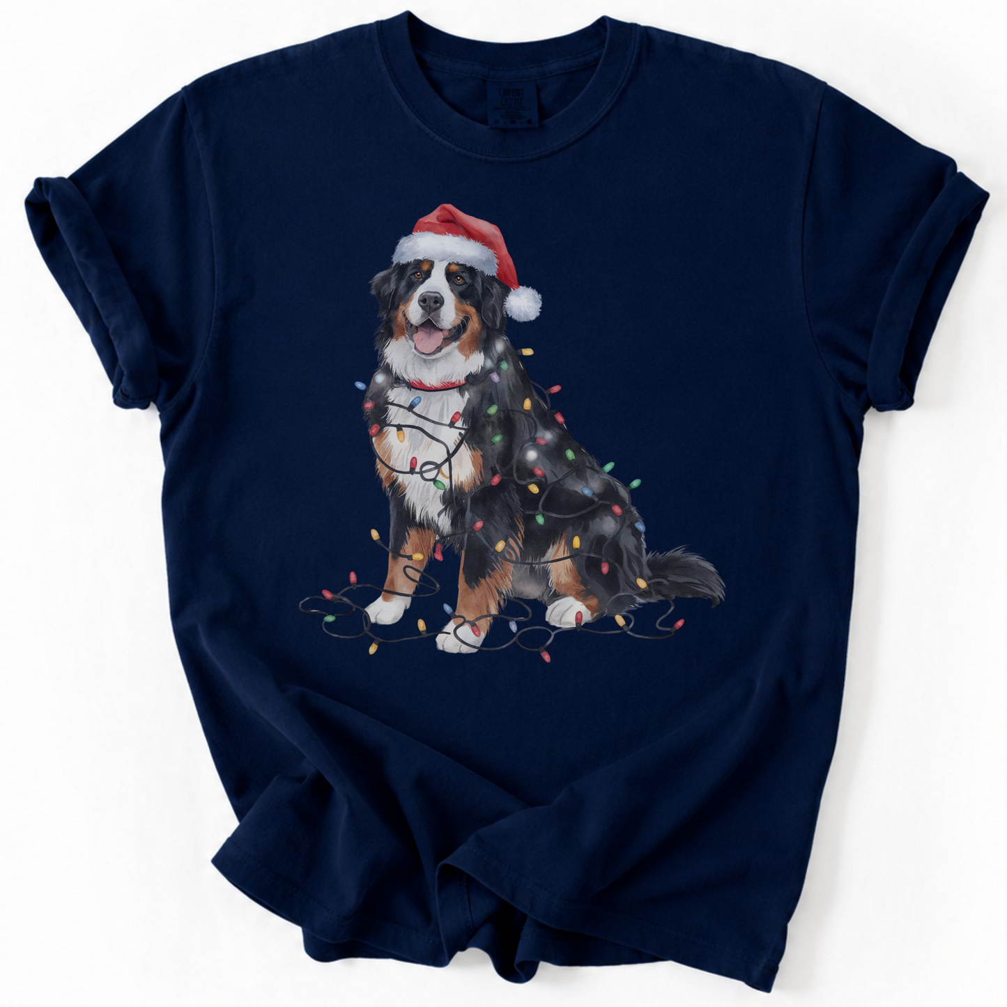 Bernese Mountain Dog Christmas Lights Shirt, Cozy Holiday Tee for Berner Lovers