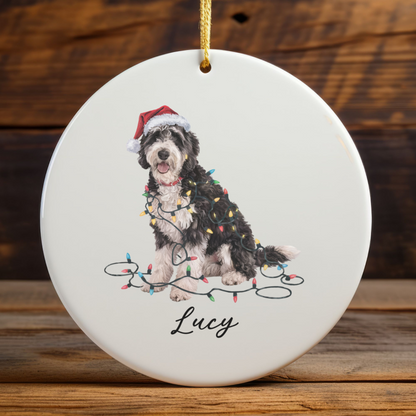 Personalized Labradoodle Ornament Custom Dog Keepsake Ceramic Holiday Decoration Pet Gift