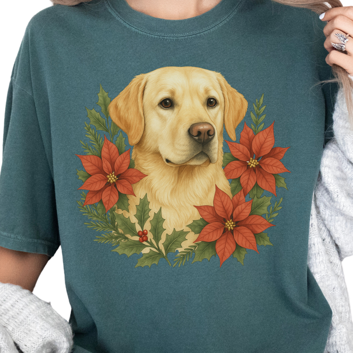 Yellow Lab Poinsettia Christmas Shirt