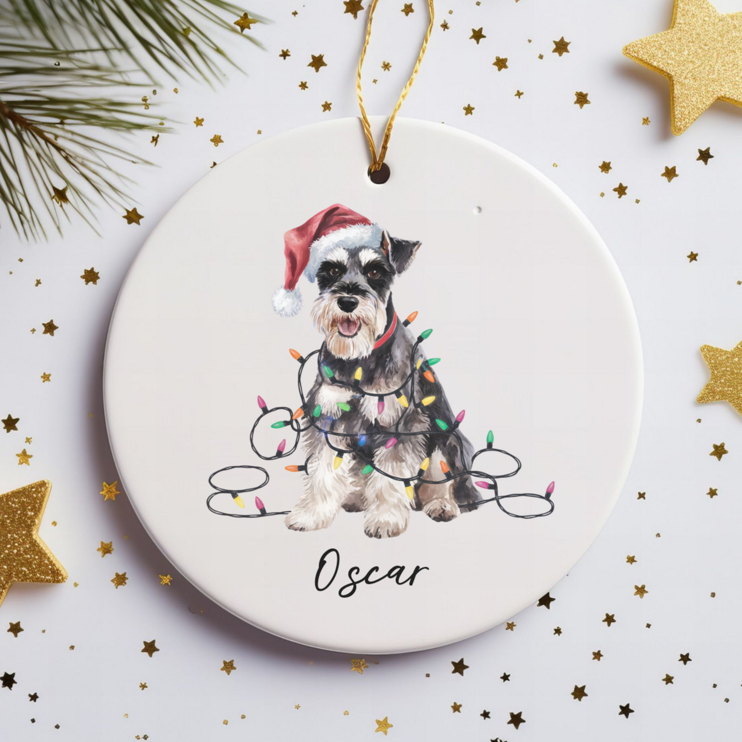 Personalized Schnauzer Ornament, Custom Dog Lover Gift