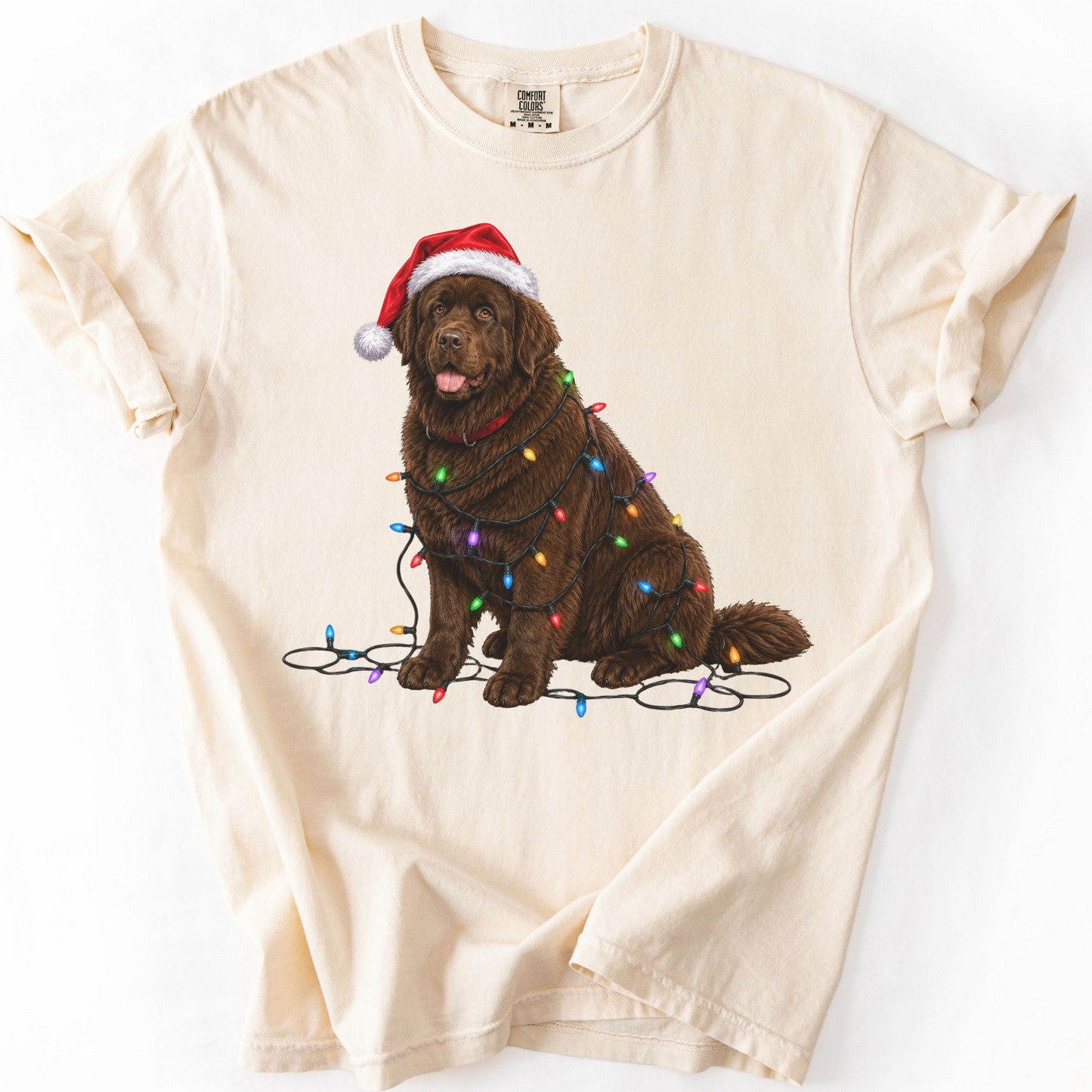 Chocolate Newfoundland Christmas Lights Shirt, Festive Holiday Tee for Newfie Lovers