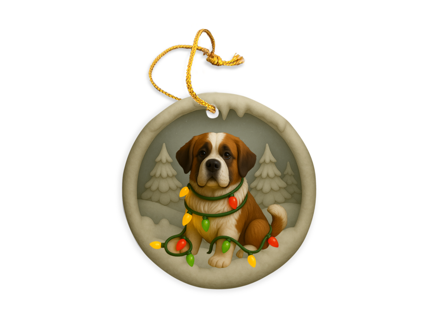 Personalized Saint Bernard Christmas 3D Clay-Style Dog Keepsake