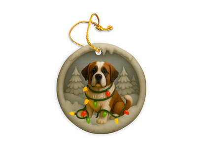 Personalized Saint Bernard Christmas 3D Clay-Style Dog Keepsake
