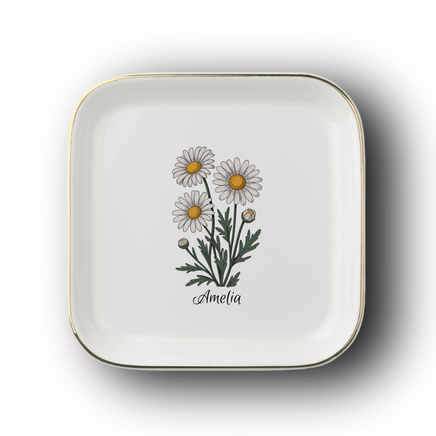 Personalized Birth Flower Jewelry Dish