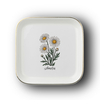 Personalized Birth Flower Jewelry Dish