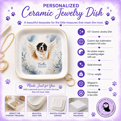 Personalized Pet Memorial Jewelry Dish, Custom Dog Remembrance Gift, Pet Loss Keepsake