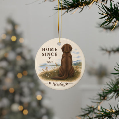 Personalized Chocolate Lab Ornament, Double Sided Labrador Gotcha Day Gift, Custom Dog Keepsake
