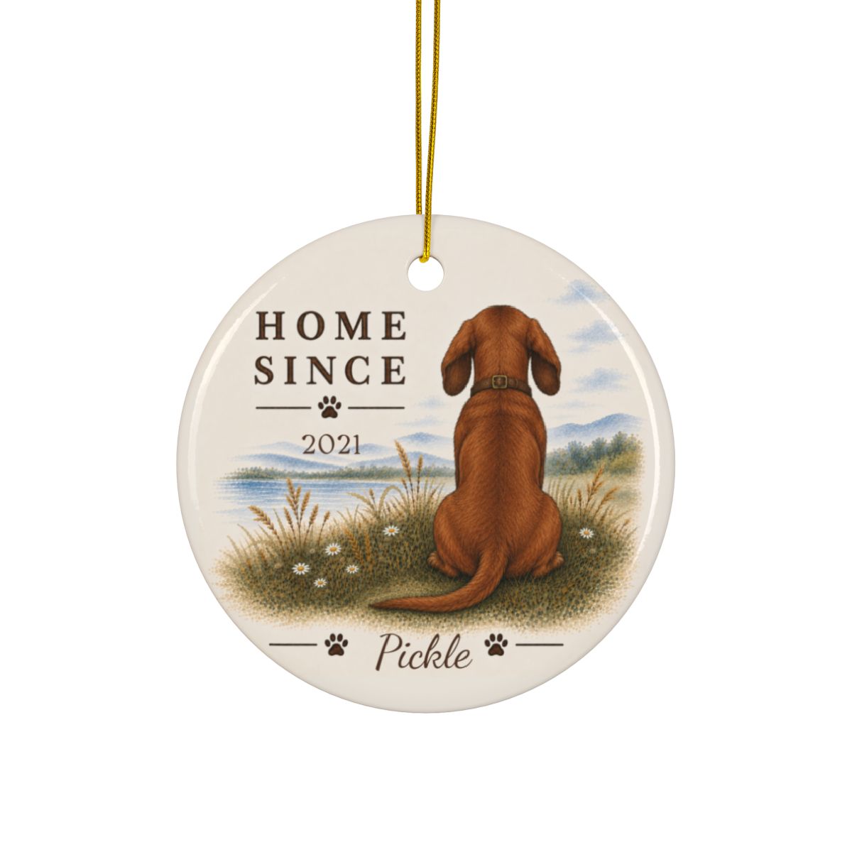 Personalized Red Dachshund Ornament, Double Sided Gotcha Day Gift, Custom Dog Keepsake