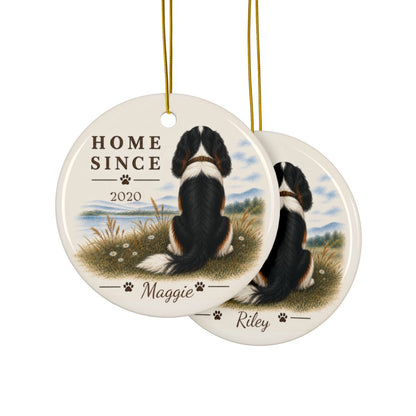 Personalized Tricolor Cavalier Ornament, Double Sided Gotcha Day Gift, Custom Dog Keepsake