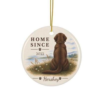 Personalized Chocolate Lab Ornament, Double Sided Labrador Gotcha Day Gift, Custom Dog Keepsake